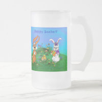 Happy Easter! Rabbit with Bunny and Chick
