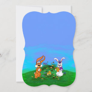 Happy Easter! Rabbit with Bunny and Chick Holiday Card