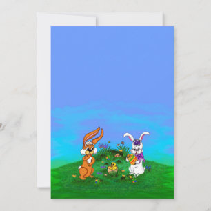Happy Easter! Rabbit with Bunny and Chick Holiday Card