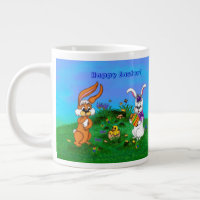 Happy Easter! Rabbit with Bunny and Chick