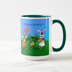 Happy Easter! Rabbit with Bunny and Chick Mug