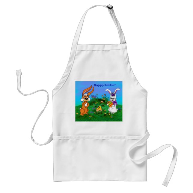 Happy Easter! Rabbit with Bunny and Chick Standard Apron (Front)
