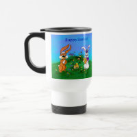 Happy Easter! Rabbit with Bunny and Chick