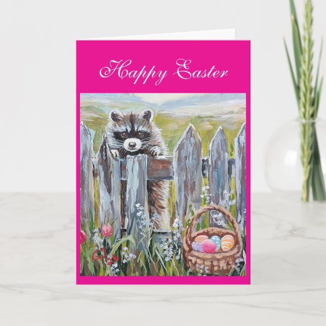 Happy Easter Raccoon Card (Front)
