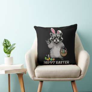Happy Easter Racoon Bunny Cushion