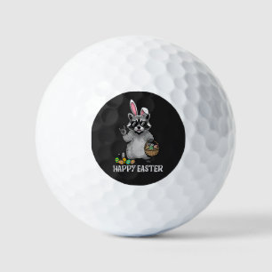 Happy Easter Racoon Bunny Golf Balls