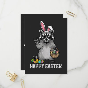 Happy Easter Racoon Bunny Invitation Postcard
