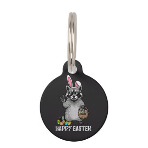 Happy Easter Racoon Bunny Pet Tag