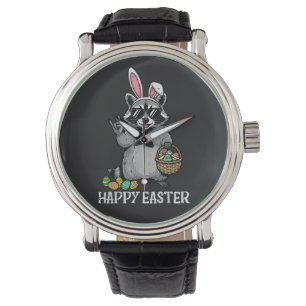 Happy Easter Racoon Bunny Watch