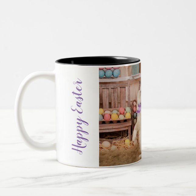 Happy Easter Ragdoll Kitten Two-Tone Coffee Mug (Left)