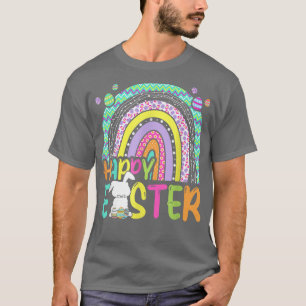 Happy Easter Rainbow Bunny Rabbit Egg Hunting Bask T-Shirt