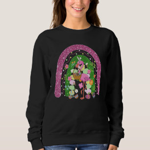 Happy Easter Rainbow Flamingo With Easter Egg Bask Sweatshirt