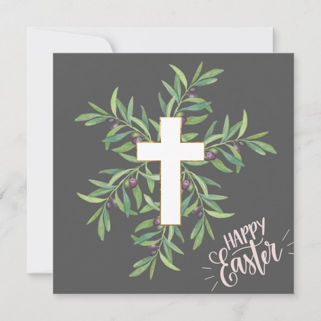 Happy Easter-  Religious Cross Card (Front)