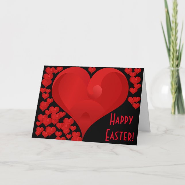Happy Easter Romantic Sweet Valentine Love Hearts Holiday Card (Front)