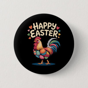 Happy Easter Rooster Chicken Farm Life Poultry Lov 6 Cm Round Badge