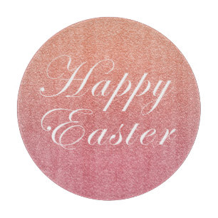 Happy Easter Rose Gold Pink Sparkle Glitter Style Cutting Board