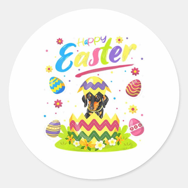 Happy Easter Rottweiler Dog Owner Pet Lover Classic Round Sticker (Front)
