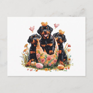 Happy Easter Rottweiler Dogs Holiday Postcard