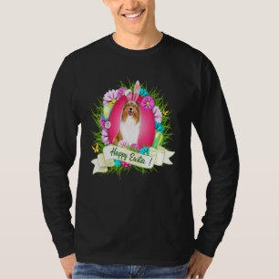 Happy Easter Rough Collie Wearing Bunny Ear Eggs C T-Shirt