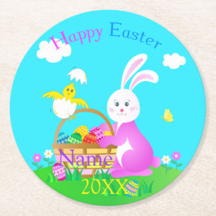 Happy Easter Round Paper Coaster