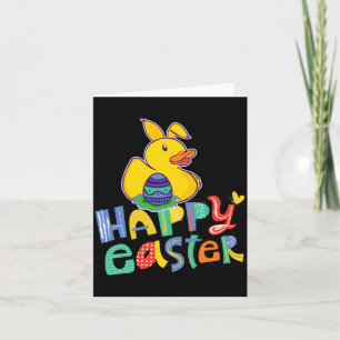 Happy Easter Rubber Duck Bunny Ears Easter Eggs Cu Card