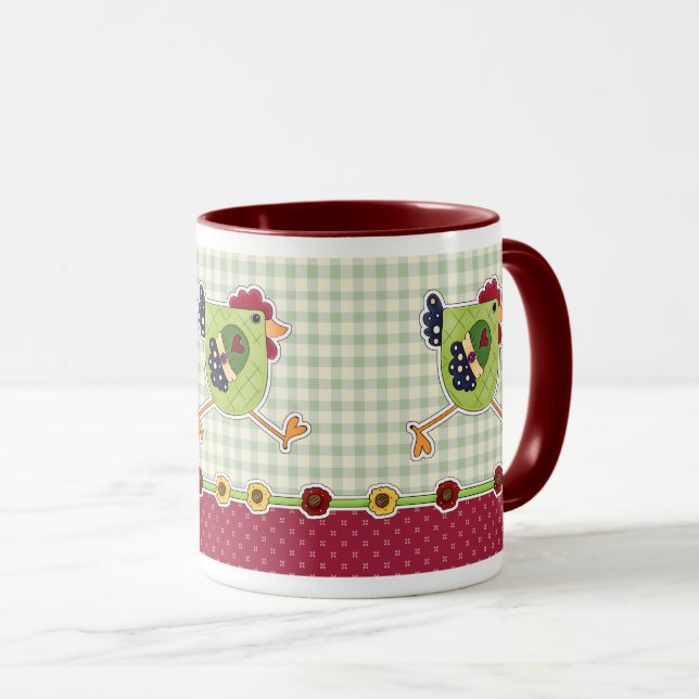 Happy Easter. Rustic Roosters Design Gift  Mug (Front Right)