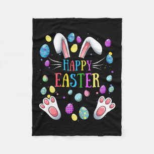 Happy Easter Sayings Bunny Gifts Egg Graphic Famil Fleece Blanket