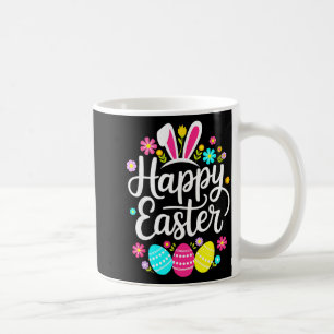 Happy easter sayings cute egg bunny floral womens coffee mug