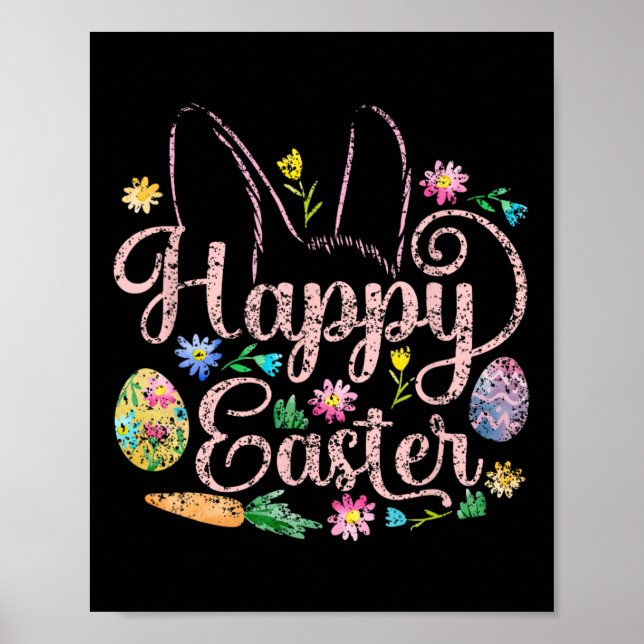 Happy Easter Sayings Egg Bunny 5  Poster (Front)