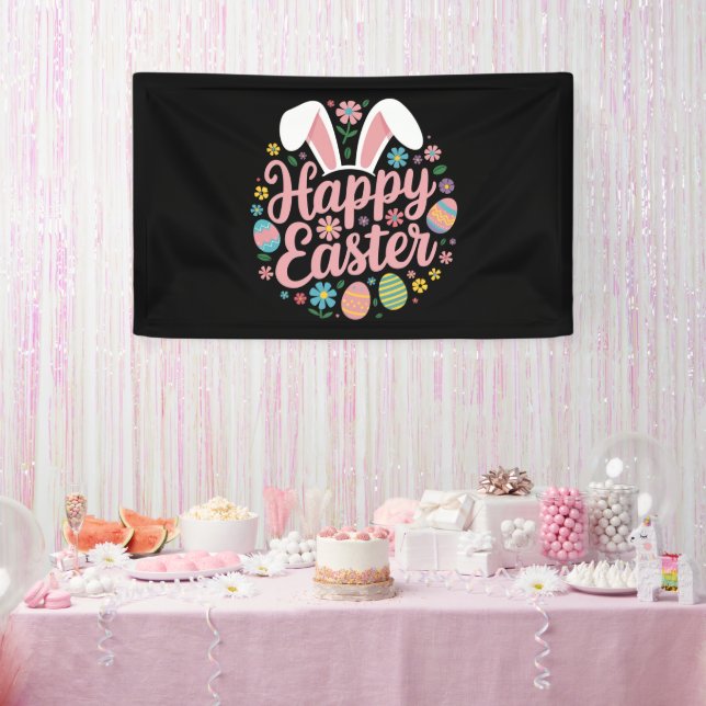 Happy Easter Sayings Egg Bunny Banner (Party)
