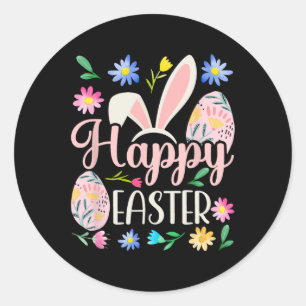 Happy Easter Sayings Egg Bunny  Classic Round Sticker