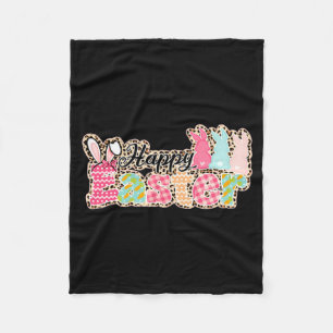 Happy Easter Sayings Egg Bunny Fleece Blanket