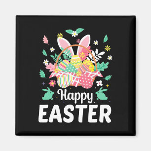 Happy Easter Sayings Egg Bunny Floral Gifts Womens Magnet