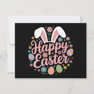 Happy Easter Sayings Egg Bunny Invitation