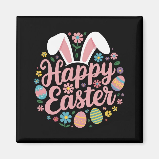 Happy Easter Sayings Egg Bunny Magnet (Front)