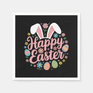 Happy Easter Sayings Egg Bunny Napkin