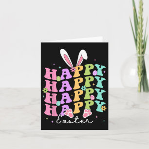 Happy Easter Sayings Egg Groovy Bunny Rabbit Kids  Card