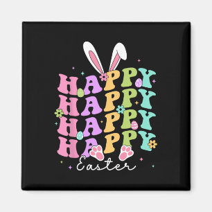 Happy Easter Sayings Egg Groovy Bunny Rabbit Kids  Magnet