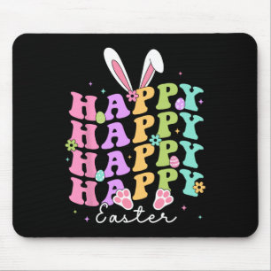 Happy Easter Sayings Egg Groovy Bunny Rabbit Kids Mouse Mat