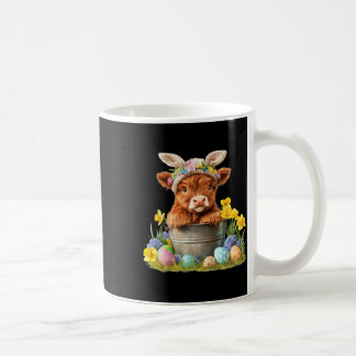 Happy Easter Scottish Cow Cute Heifer Cow Farm  Coffee Mug