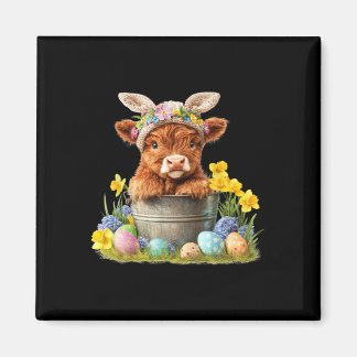 Happy Easter Scottish Cow Cute Heifer Cow Farm  Magnet