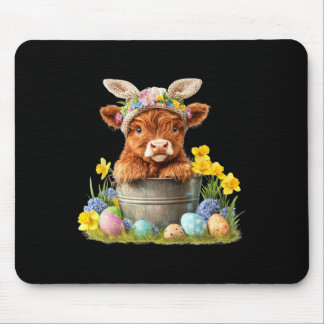Happy Easter Scottish Cow Cute Heifer Cow Farm  Mouse Mat