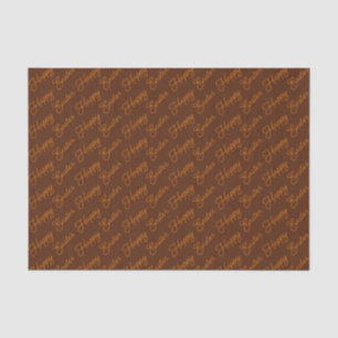 Happy Easter Script Orange on Brown Tissue Paper