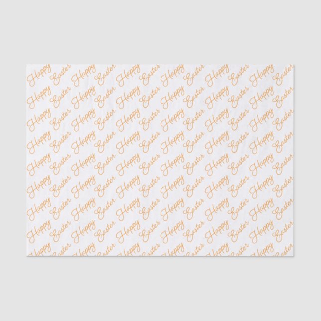 Happy Easter Script Orange on White Tissue Paper (Front)