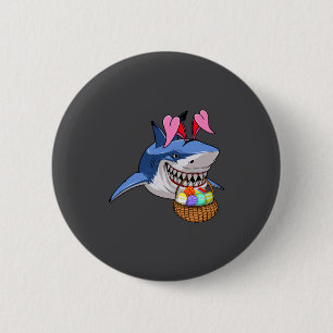 Happy Easter Shark Bunny With Easter Basket Boys G 6 Cm Round Badge