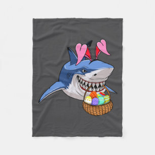 Happy Easter Shark Bunny With Easter Basket Boys G Fleece Blanket