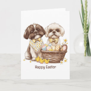 Happy Easter Shih Tzu Dogs Holiday Card