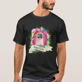 Happy Easter Shih Tzu Wearing Bunny Ear Eggs Cool T-Shirt