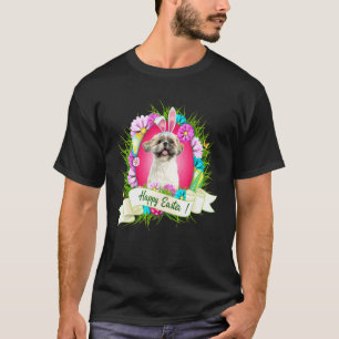 Happy Easter Shih Tzu Wearing Bunny Ear Eggs Cool T-Shirt
