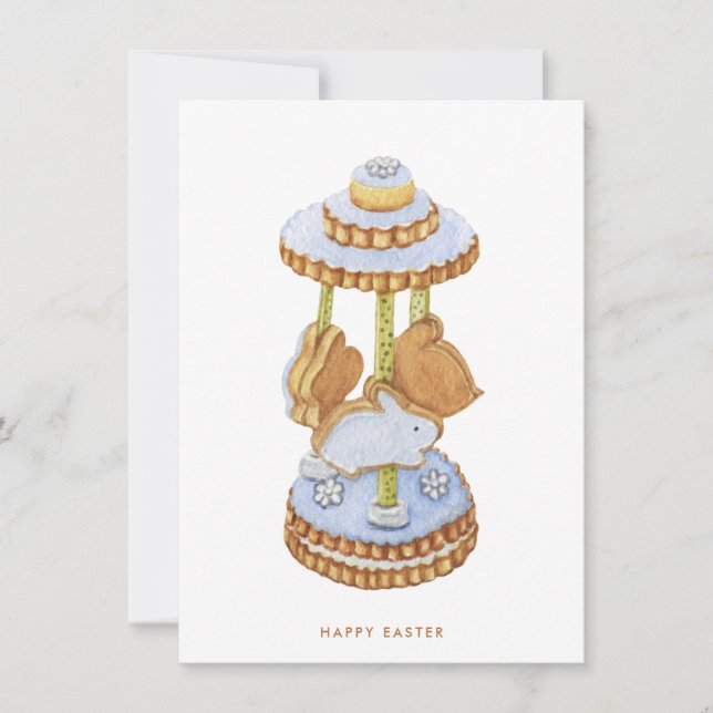 Happy Easter Shortbread Cookie Carousel Holiday Card (Front)